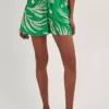 Monsoon Palm Print Crochet Trim Shorts In Lenzing Ecovero