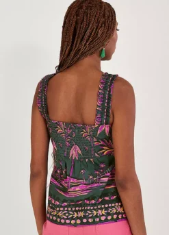 Monsoon Pedra Palm Print Cami Top In Sustainable Cotton -Garmonic Sales Store Monsoon Pedra Palm Print Cami Top in Sustainable Cotton61H741FRSP W01