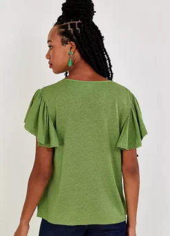 Monsoon V-Neck Woven Top In Linen Blend -Garmonic Sales Store Monsoon V Neck Woven Top in Linen Blend57B070FRSP W01