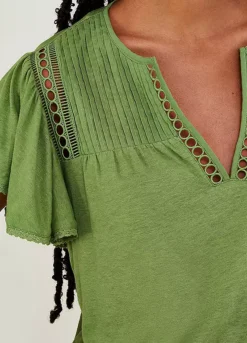 Monsoon V-Neck Woven Top In Linen Blend -Garmonic Sales Store Monsoon V Neck Woven Top in Linen Blend57B070FRSP W02