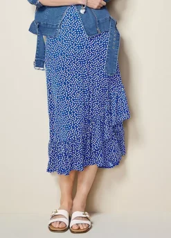 Ruffle Polka Dot Midi Skirt