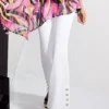 STAR By Julien Macdonald Button Detail Kick Flare White Jeans