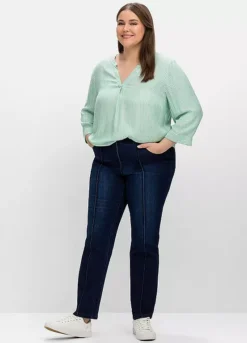 Sheego Straight Leg Jeans With Front Piping -Garmonic Sales Store Sheego Straight Leg Jeans with Front Piping86H564FRSP W02