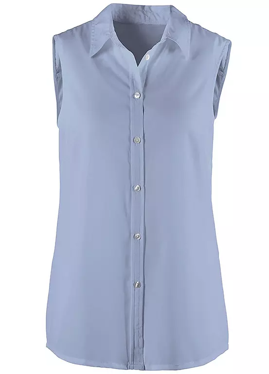 Sleeveless Shirt Collar Blouse 2 Sleeveless Shirt Collar Blouse - Image 2