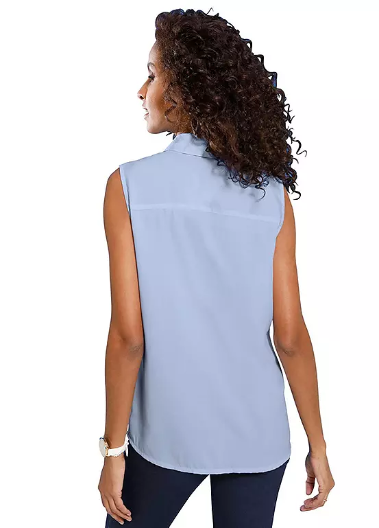 Sleeveless Shirt Collar Blouse 3 Sleeveless Shirt Collar Blouse - Image 3