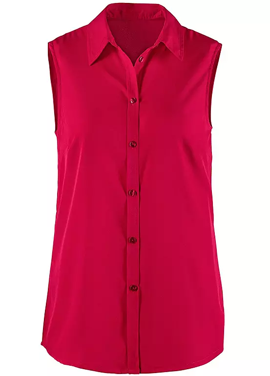 Sleeveless Shirt Collar Blouse 5 Sleeveless Shirt Collar Blouse - Image 5