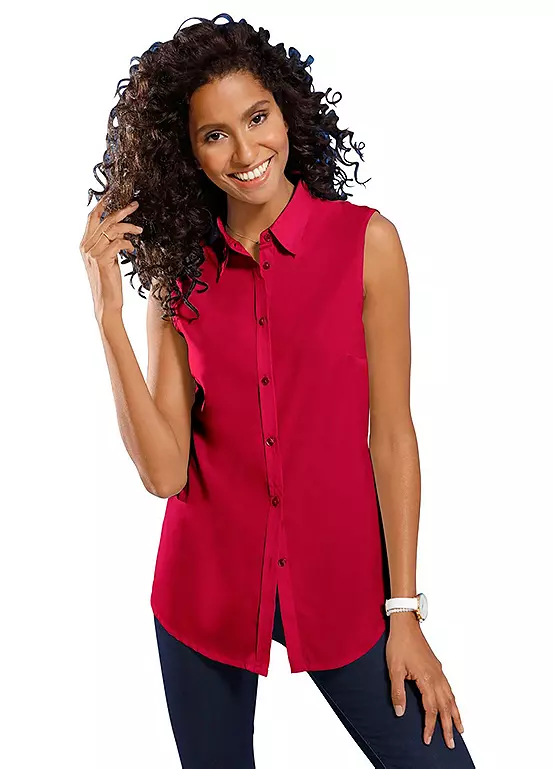 Sleeveless Shirt Collar Blouse 4 Sleeveless Shirt Collar Blouse - Image 4