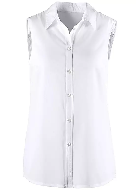 Sleeveless Shirt Collar Blouse 7 Sleeveless Shirt Collar Blouse - Image 7