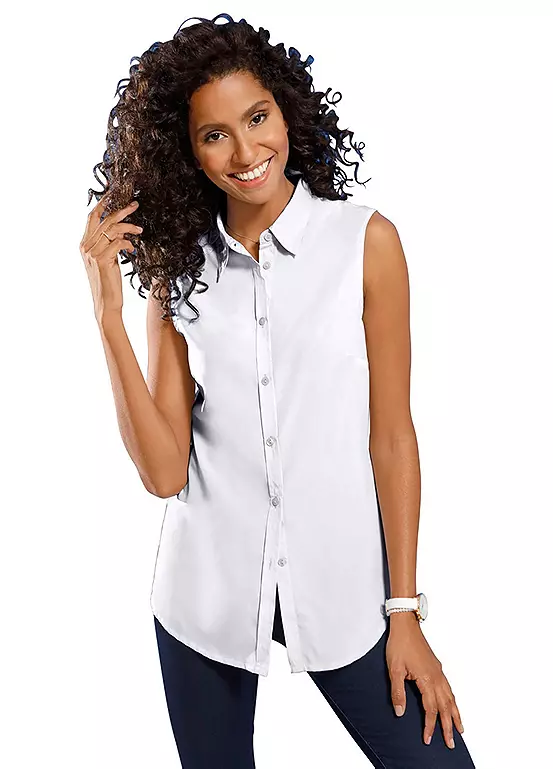 Sleeveless Shirt Collar Blouse 6 Sleeveless Shirt Collar Blouse - Image 6