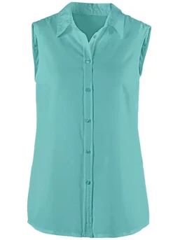 Sleeveless Shirt Collar Blouse 17 Sleeveless Shirt Collar Blouse -Garmonic Sales Store Sleeveless Shirt Collar BlouseH42017FRSC