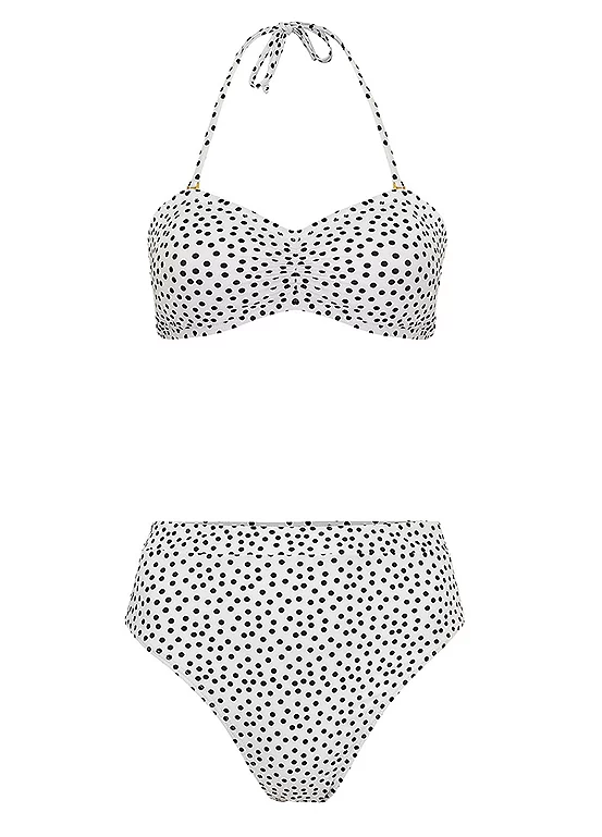 South Beach Polka Dot Ruched Bikini Top & High Waist Bikini Brief Set 2 South Beach Polka Dot Ruched Bikini Top & High Waist Bikini Brief Set - Image 2