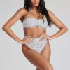 South Beach Polka Dot Ruched Bikini Top & High Waist Bikini Brief Set