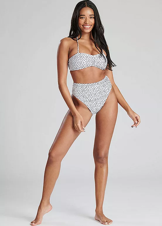 South Beach Polka Dot Ruched Bikini Top & High Waist Bikini Brief Set 4 South Beach Polka Dot Ruched Bikini Top & High Waist Bikini Brief Set - Image 4
