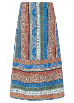 Stripe Midi Skirt With Tiered Hem 9 Stripe Midi Skirt With Tiered Hem -Garmonic Sales Store Stripe Midi Skirt with Tiered Hem60R851FRSC W01