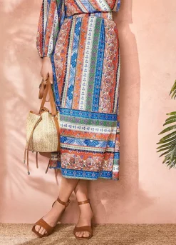 Stripe Midi Skirt With Tiered Hem