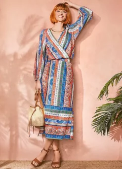 Stripe Midi Skirt With Tiered Hem 8 Stripe Midi Skirt With Tiered Hem -Garmonic Sales Store Stripe Midi Skirt with Tiered Hem60R851FRSP W02