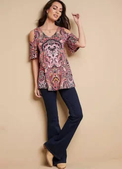 Together! Together Paisley Jersey Cold Shoulder Top -Garmonic Sales Store Together Paisley Jersey Cold Shoulder Top69T083FRSP W03