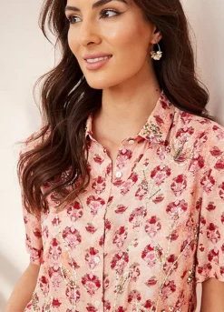 Together! Together Sequin Detail Print Shirt -Garmonic Sales Store Together Sequin Detail Print Shirt48J192FRSP W03