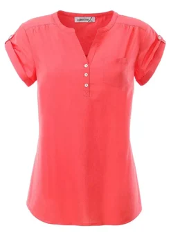 V-Neck Cotton Blouse -Garmonic Sales Store V Neck Cotton BlouseD49357FRSC