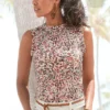 Vivance Floral Print Sleeveless Blouse