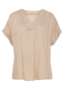 Vivance Stripe Short Sleeve Blouse -Garmonic Sales Store Vivance Stripe Short Sleeve Blouse97593734FRSC