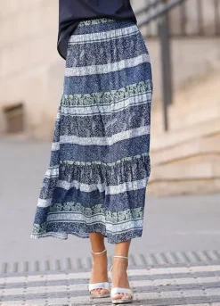 Witt Tiered Paisley Midi Skirt