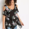 Bonprix Floral Print Cold Shoulder Top
