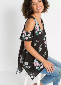 Bonprix Floral Print Cold Shoulder Top -Garmonic Sales Store bonprix Floral Print Cold Shoulder Top904819FRSP W02