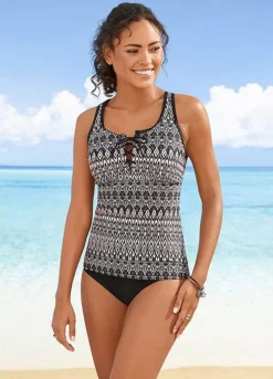 Bonprix Lace-Up Printed Tankini Set