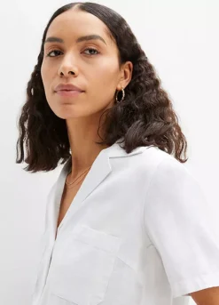 Bonprix Linen Blend Short Sleeve Blouse -Garmonic Sales Store bonprix Linen Blend Short Sleeve Blouse909106FRSP W02