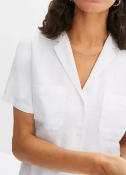 Bonprix Linen Blend Short Sleeve Blouse -Garmonic Sales Store bonprix Linen Blend Short Sleeve Blouse909106FRSP W03