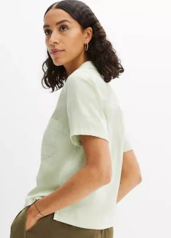 Bonprix Linen Blend Short Sleeve Blouse -Garmonic Sales Store bonprix Linen Blend Short Sleeve Blouse943788FRSP W01