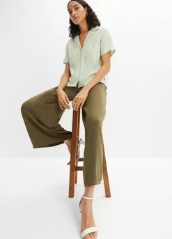 Bonprix Linen Blend Short Sleeve Blouse -Garmonic Sales Store bonprix Linen Blend Short Sleeve Blouse943788FRSP W04