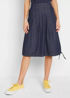 Bonprix Pleated Denim Skirt