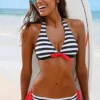 Bonprix Stripy Halter Tie Bikini Set