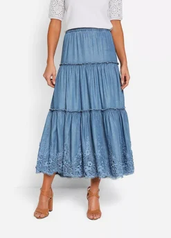 Bonprix Tiered Denim Skirt